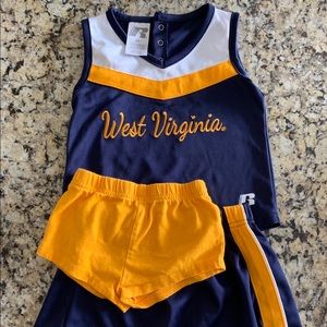 Russell Athletic WVU toddler cheerleader outfit